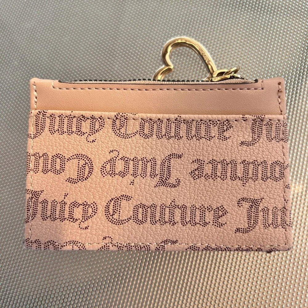 Juicy Couture Pink Heart‎ Card Holder Wallet Keychain